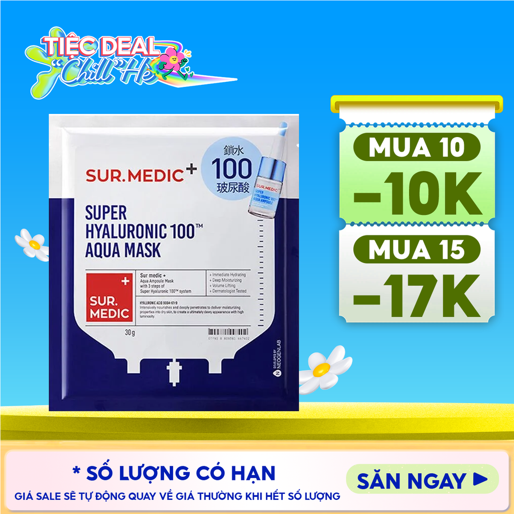 Mặt Nạ Sur.Medic+ Hỗ Trợ Cấp Nước Chuyên Sâu Super Hyaluronic 100™ Aqua Mask 30g