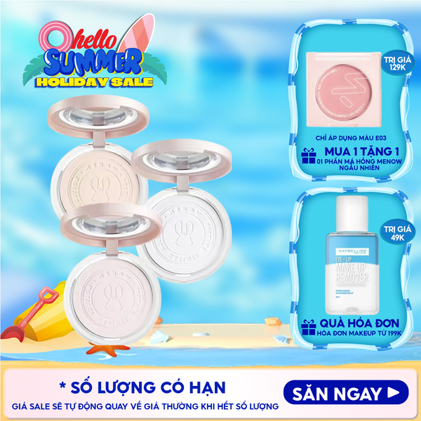  [Vietnam Edition] Phấn Phủ Nén MENOW Kiềm Dầu, Không Thấm Nước Matte Tulle Makeup Powder 8.5g 