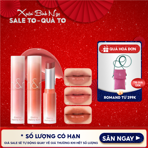  [DUSTY ON THE NUDE] Son Dưỡng Dạng Thỏi Có Màu Thuần Chay Romand Glasting Melting Balm 3.5g 