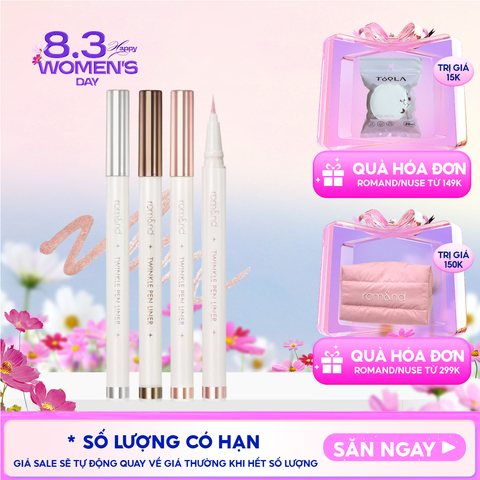 Bút Nhũ Mắt Romand Dạng Gel, Kẻ Bọng Mắt Ánh Nhũ Lấp Lánh, Lâu Trôi Twinkle Pen Liner 0.5g