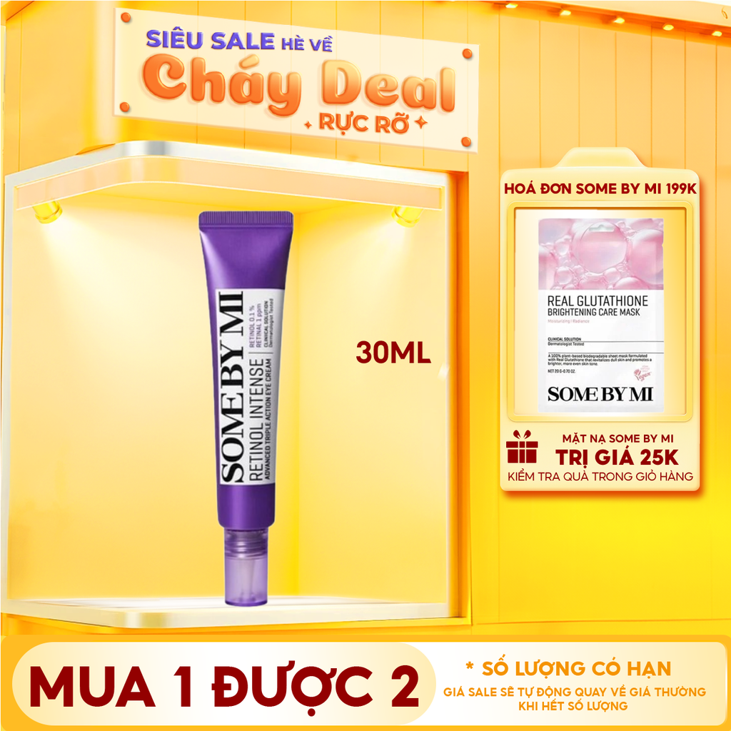 Kem Dưỡng Mắt Some By Mi Cải Thiện Quầng Thâm, Hỗ Trợ Dưỡng Sáng Da Retinol Intense Advanced Triple Action Eye Cream 30ml
