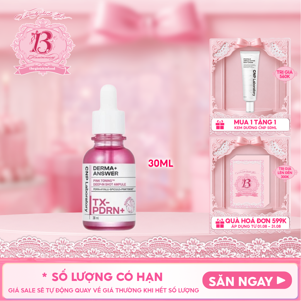 Tinh Chất CNP Vi Kim Dưỡng Sáng Hồng Da Derma Answer Pink Toning Deep In Shot Ampoule 30ml
