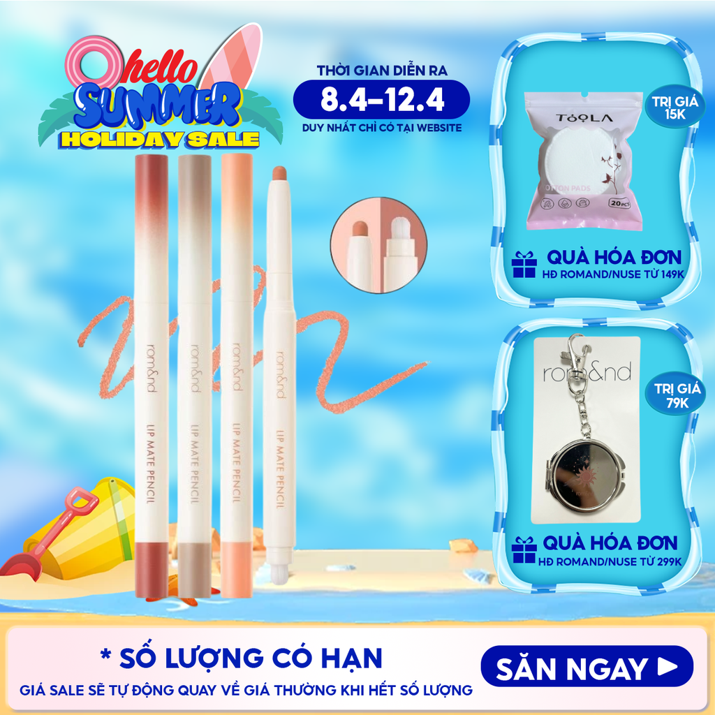 Chì Kẻ Viền Môi Romand Nhung Lì, Lâu Trôi, Thiết Kế 2 Đầu Lip Mate Pencil 0.5g