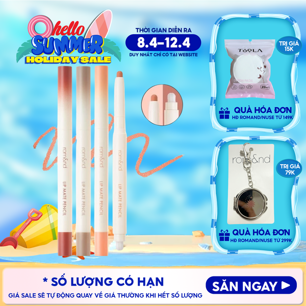  Chì Kẻ Viền Môi Romand Nhung Lì, Lâu Trôi, Thiết Kế 2 Đầu Lip Mate Pencil 0.5g 