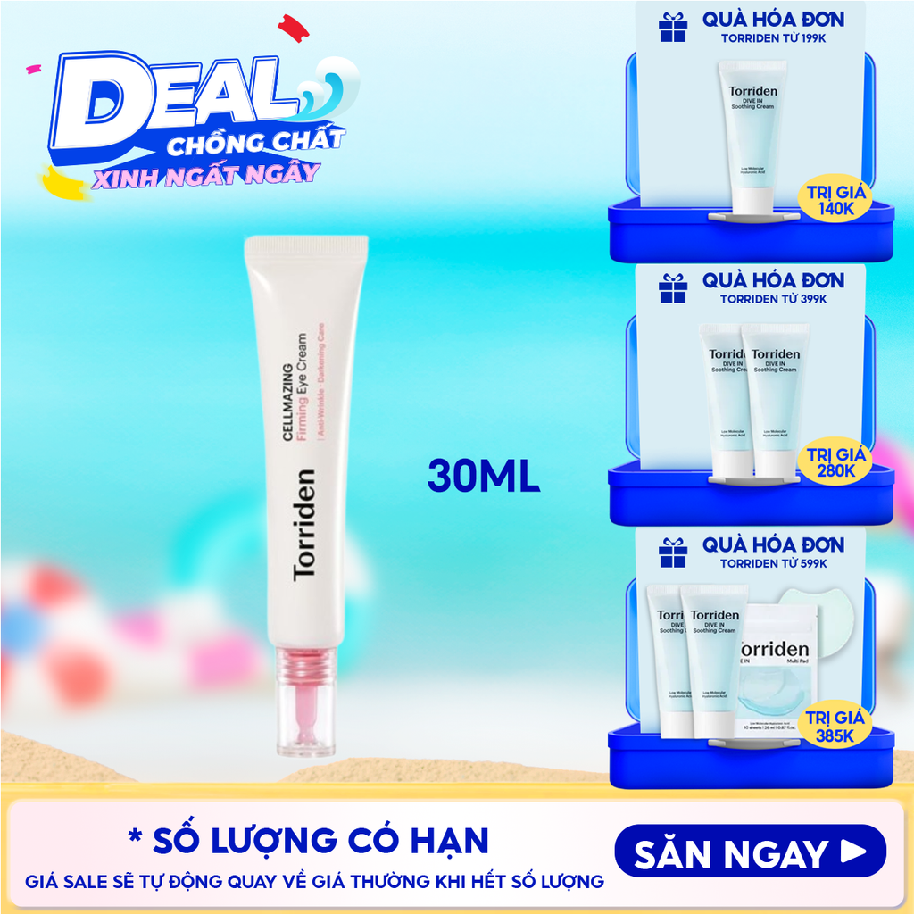 Kem Dưỡng Mắt Torriden Hỗ Trợ Giảm Thâm, Nhăn Vùng Mắt Cellmazing Firming Eye Cream 30ml
