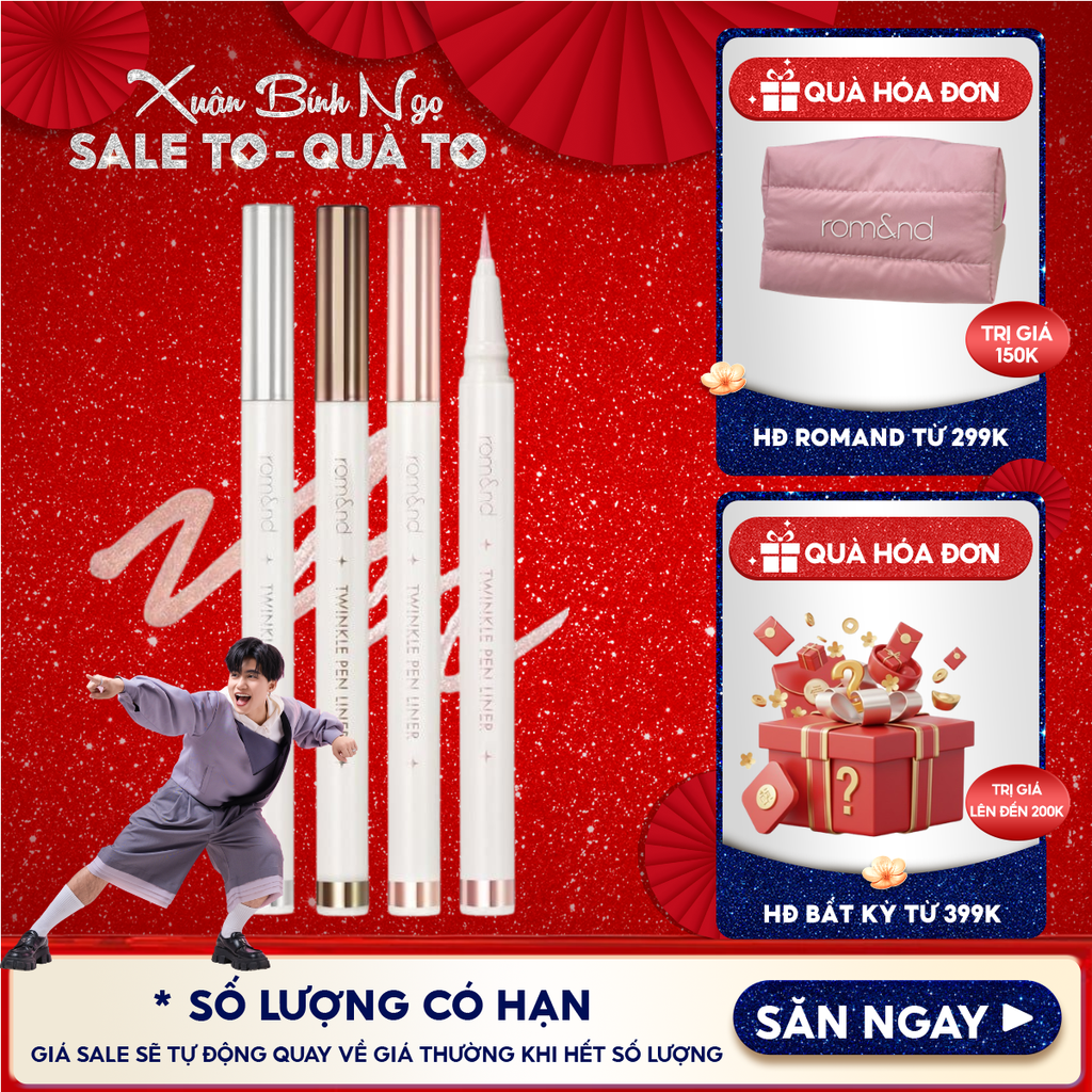 Bút Nhũ Mắt Romand Dạng Gel, Kẻ Bọng Mắt Ánh Nhũ Lấp Lánh, Lâu Trôi Twinkle Pen Liner 0.5g