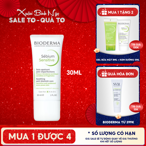  Kem Dưỡng Bioderma Chăm Sóc Da Mụn, Nhạy Cảm Sebium Sensitive 30ml 