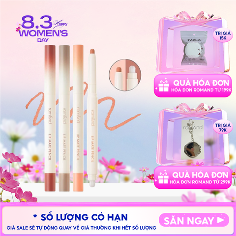 Chì Kẻ Viền Môi Romand Nhung Lì, Lâu Trôi, Thiết Kế 2 Đầu Lip Mate Pencil 0.5g