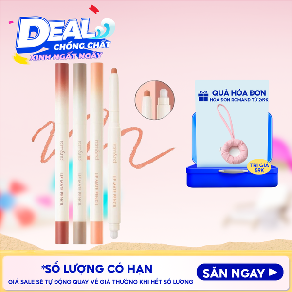  Chì Kẻ Viền Môi Romand Nhung Lì, Lâu Trôi, Thiết Kế 2 Đầu Lip Mate Pencil 0.5g 