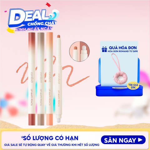 Chì Kẻ Viền Môi Romand Nhung Lì, Lâu Trôi, Thiết Kế 2 Đầu Lip Mate Pencil 0.5g