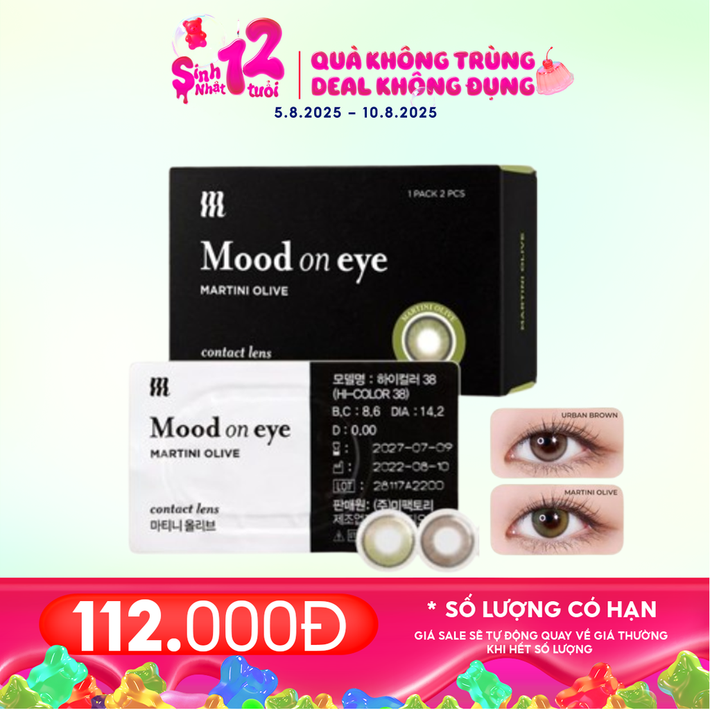 Kính Áp Tròng Merzy Lens Mắt Màu Tự Nhiên, Cao Cấp Hàn Quốc Mood On Eye Contact Lens