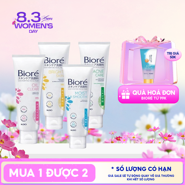  Sữa Rửa Mặt Tạo Bọt Bioré Chăm Sóc Da Skin Purifying Facial Foam 