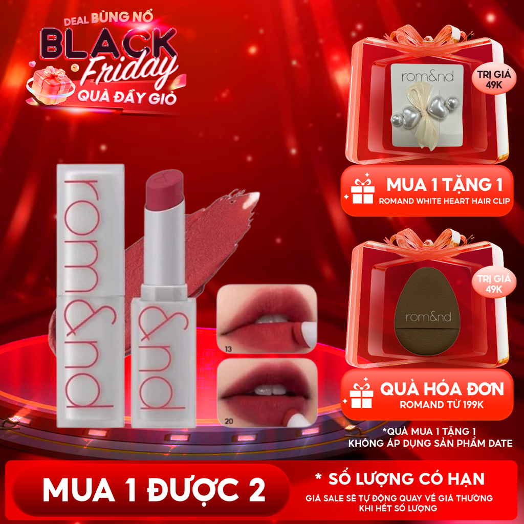 Son Thỏi Lì, Lên Màu Siêu Xinh Romand Zero Matte Lipstick 3g