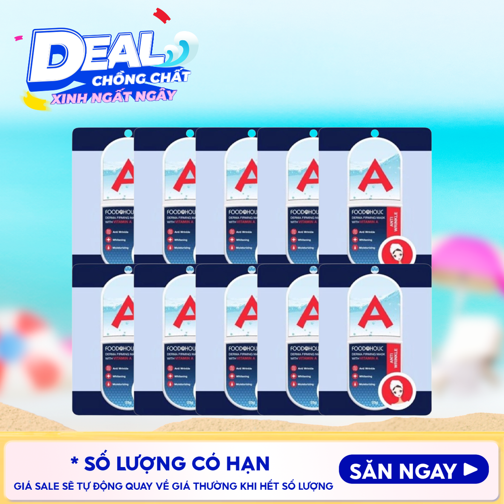Combo 10 Miếng Măt Nạ Giấy Foodaholic Dưỡng Ẩm, Hỗ Trợ Dưỡng Trắng Da Hàn Quốc Essential Mask (Vitamin A, B, C, D, E, K, Ngọc Trai, Tổ Yến) 23g