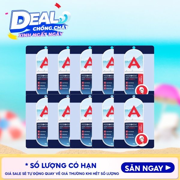  Combo 10 Miếng Măt Nạ Giấy Foodaholic Dưỡng Ẩm, Hỗ Trợ Dưỡng Trắng Da Hàn Quốc Essential Mask (Vitamin A, B, C, D, E, K, Ngọc Trai, Tổ Yến) 23g 