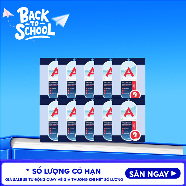  Combo 10 Miếng Măt Nạ Giấy Foodaholic Dưỡng Ẩm, Hỗ Trợ Dưỡng Trắng Da Hàn Quốc Essential Mask (Vitamin A, B, C, D, E, K, Ngọc Trai, Tổ Yến) 23g 