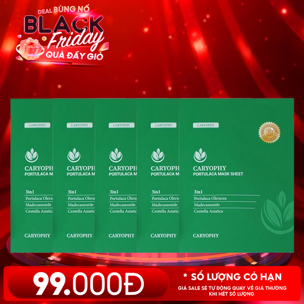  Combo 5 Miếng Mặt Nạ Làm Dịu, Phục Hồi Dành Cho Da Dầu Mụn Caryophy Portulaca Mask Sheet 