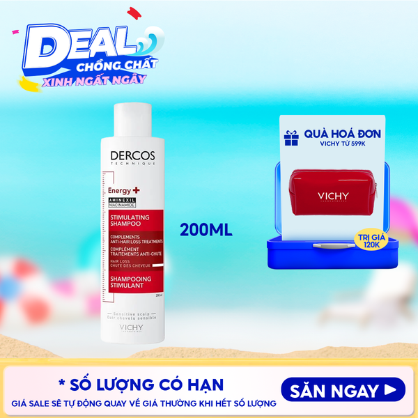  [200ml] Dầu Gội Vichy Hỗ Trợ Giảm Rụng Tóc Dercos Energising Stimulating Shampoo 