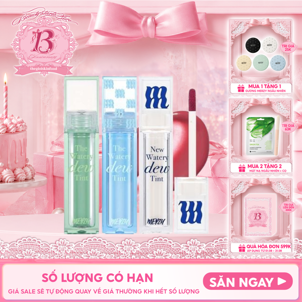  [NEW DEW] Son Tint Bóng Merzy Dạng Thạch, Bền Màu, Lâu Trôi Cho Đôi Môi Căng Mọng, Ẩm Mịn The Watery Dew Tint 