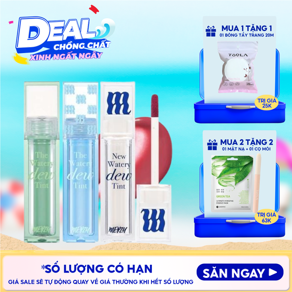  [NEW DEW] Son Tint Bóng Merzy Dạng Thạch, Bền Màu, Lâu Trôi Cho Đôi Môi Căng Mọng, Ẩm Mịn The Watery Dew Tint 