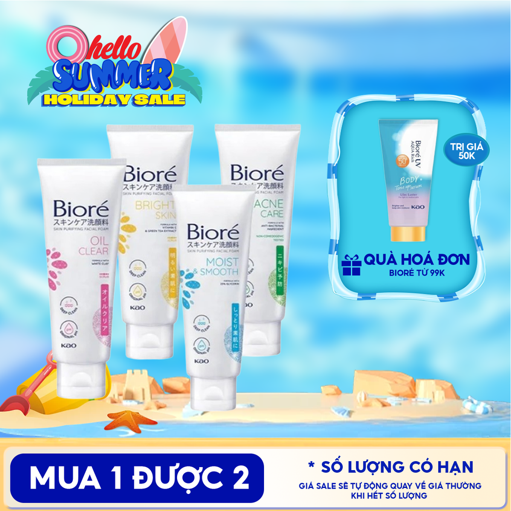 Sữa Rửa Mặt Tạo Bọt Bioré Chăm Sóc Da Skin Purifying Facial Foam