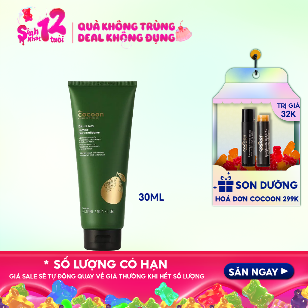 Dầu Xả Cocoon Tinh Chất Dầu Bưởi Giúp Giảm Gãy Rụng & Hỗ Trợ Mọc Tóc Pomelo Conditioner 310ml