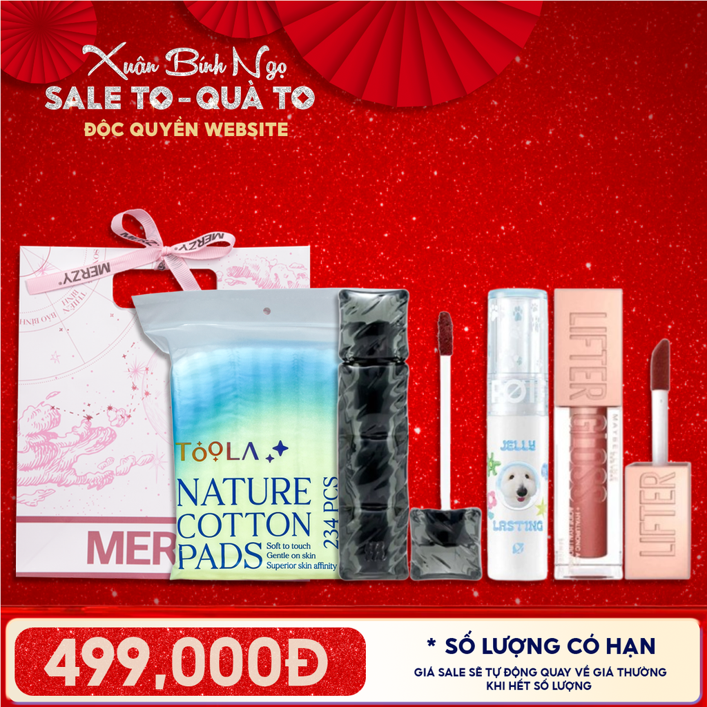 Túi Quà Tặng 499K: 1 Son Romand + 1 Son FOIF + 1 Son Maybelline + 1 Bông Tẩy Trang 234M + Túi
