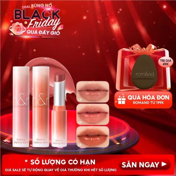  [DUSTY ON THE NUDE] Son Dưỡng Dạng Thỏi Có Màu Thuần Chay Romand Glasting Melting Balm 3.5g 