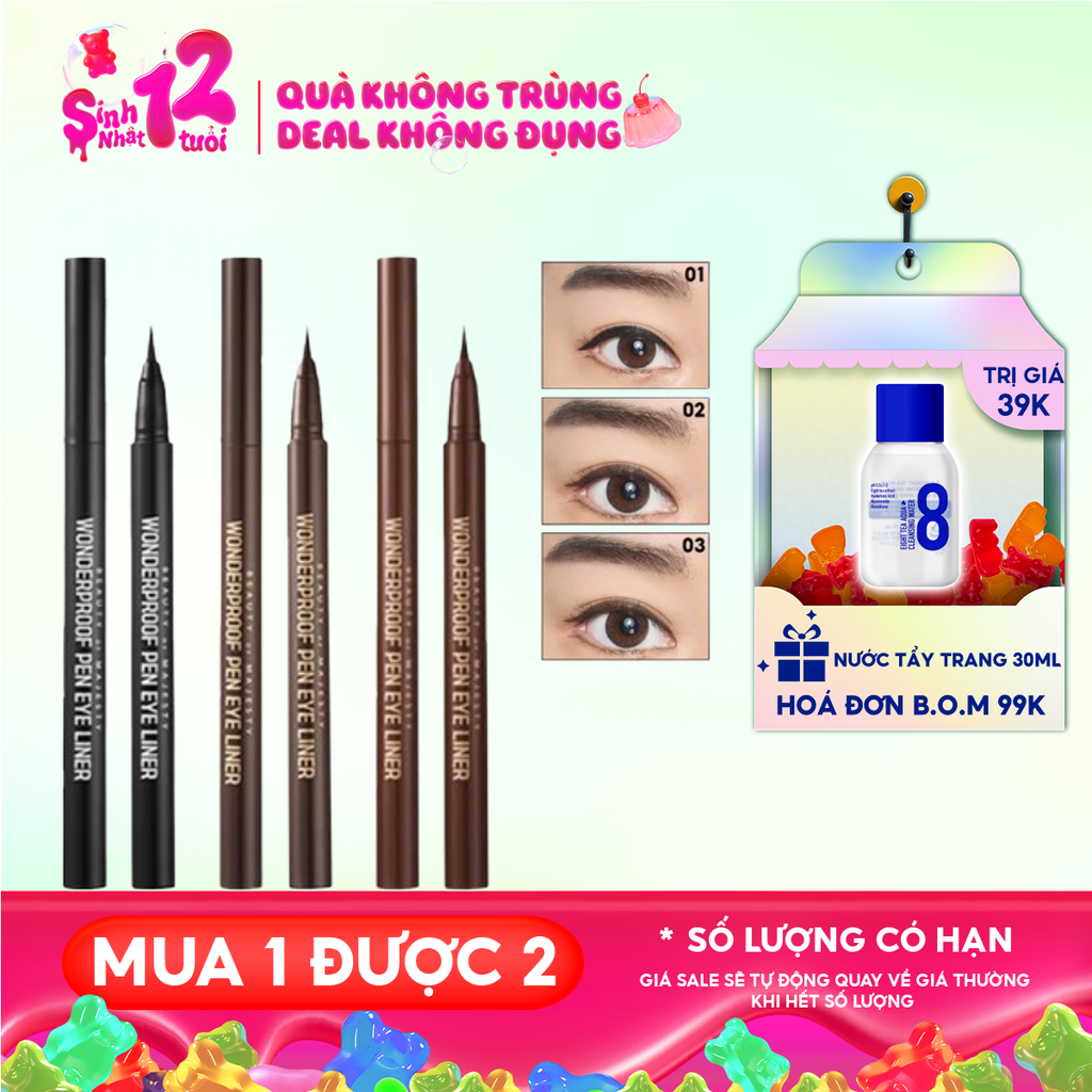 Bút Kẻ Mắt Nước B.O.M Sắc Nét, Chống Trôi Wonderproof Pen Eye Liner 0.5g