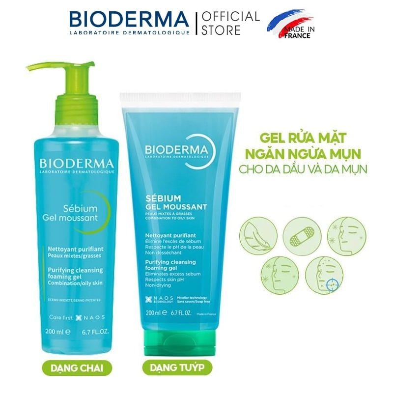 Gel Rửa Mặt Bioderma Ngăn Ngừa Mụn Cho Da Dầu Sebium Gel Moussant