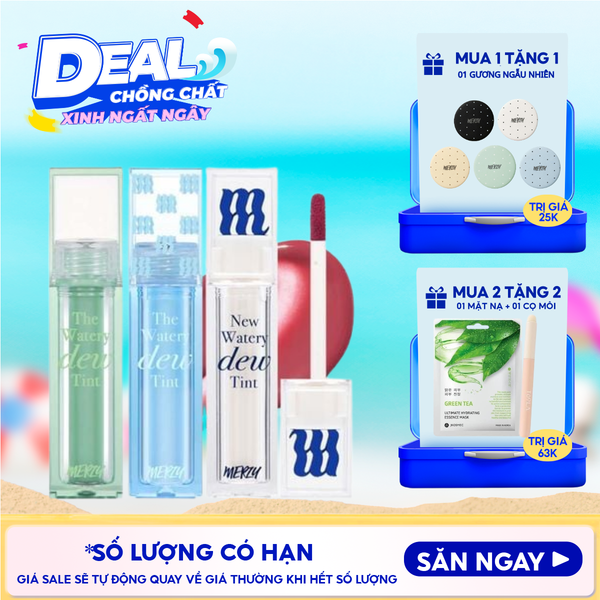  [NEW DEW] Son Tint Bóng Merzy Dạng Thạch, Bền Màu, Lâu Trôi Cho Đôi Môi Căng Mọng, Ẩm Mịn The Watery Dew Tint 