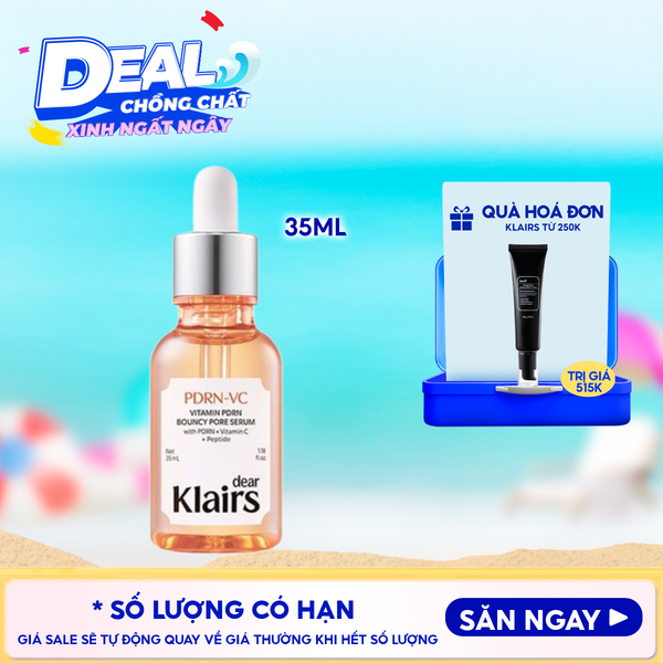  Serum Klairs Hỗ Trợ Làm Sáng Da, Tăng Đàn Hồi Da Vitamin Pdrn Bouncy Pore 35ml 