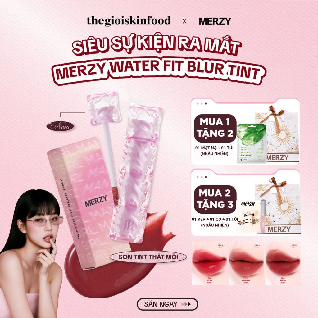 [NEW] Son Tint Merzy Mịn Lì , Bền Màu, Fit Môi Tự Nhiên Water Fit Blur Tint 3.7g