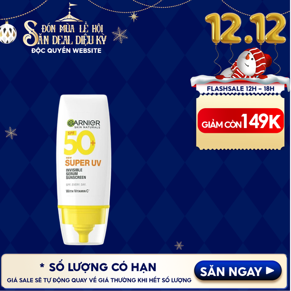  Serum Chống Nắng Garnier Mỏng Nhẹ Skin Naturals Super UV Invisible Serum Sunscreen SPF50+/PA++++ 