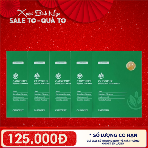 Combo 5 Miếng Mặt Nạ Làm Dịu, Phục Hồi Dành Cho Da Dầu Mụn Caryophy Portulaca Mask Sheet