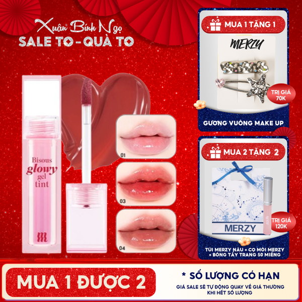  Son Bóng Pha Lê Merzy Căng Mọng, Bền Màu Bisous Glowy Gel Tint 