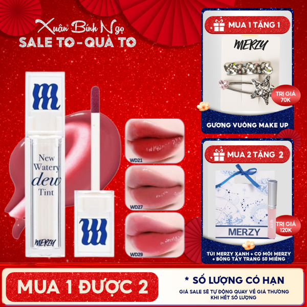  [New Dew] Son Tint Bóng Merzy Dạng Thạch, Bền Màu, Lâu Trôi Merzy New Watery Dew Tint 4g 