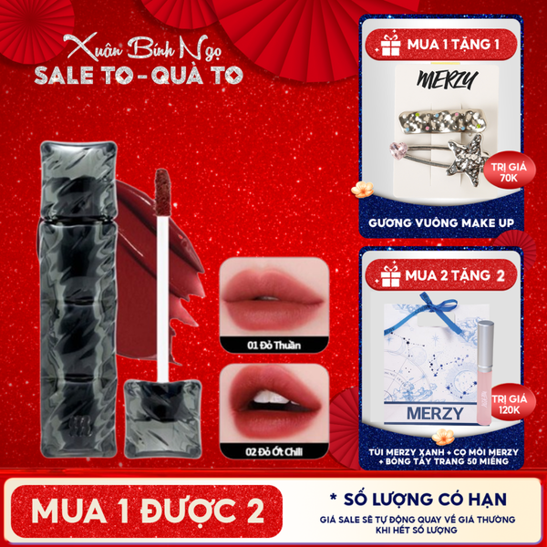  [NEW][V6 PUFFER][SON PHAO] Son Kem Lì Merzy Bền Màu, Lâu Trôi Puffer Velvet Tint 3.7g 