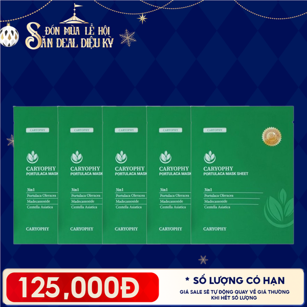  Combo 5 Miếng Mặt Nạ Làm Dịu, Phục Hồi Dành Cho Da Dầu Mụn Caryophy Portulaca Mask Sheet 