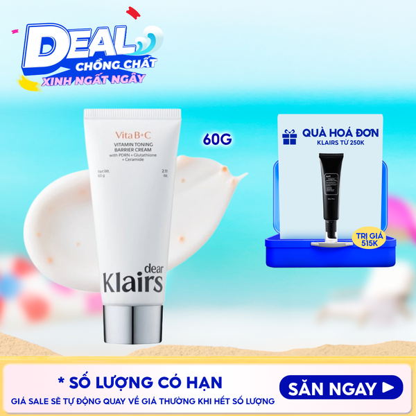  Kem Dưỡng Klairs Hỗ Trợ Dưỡng Sáng Da Vitamin Toning Barrier Cream 60g 