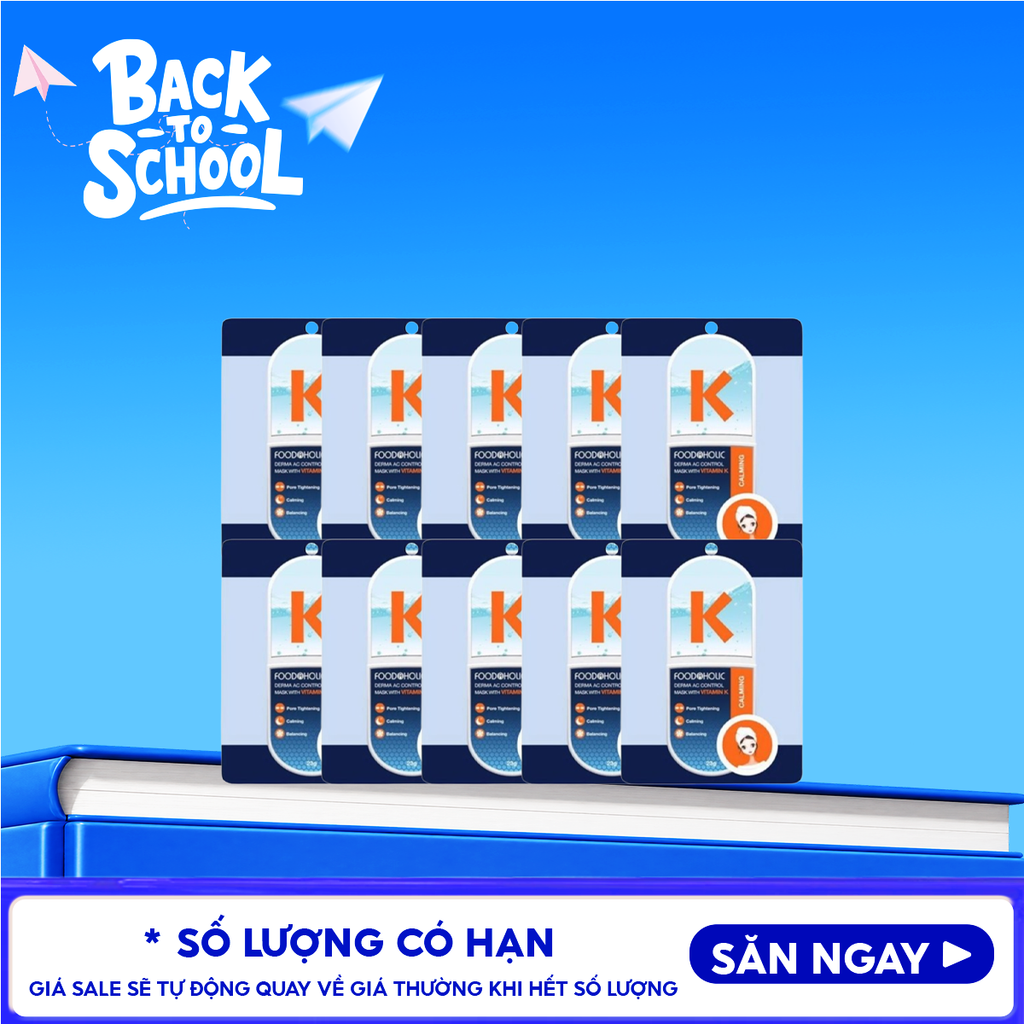 Combo 10 Miếng Măt Nạ Giấy Foodaholic Dưỡng Ẩm, Hỗ Trợ Dưỡng Trắng Da Hàn Quốc Essential Mask (Vitamin A, B, C, D, E, K, Ngọc Trai, Tổ Yến) 23g