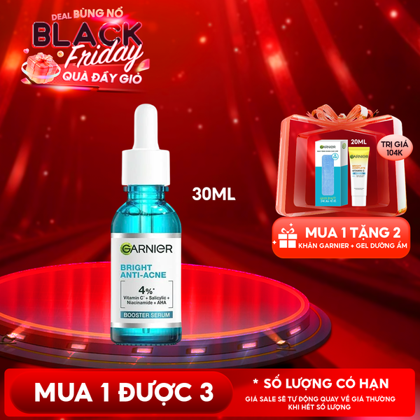  Serum Garnier Tinh Chất Dưỡng Sáng Da, Mờ Thâm Nám Skin Naturals Bright Complete Anti - Acne Booster Serum 