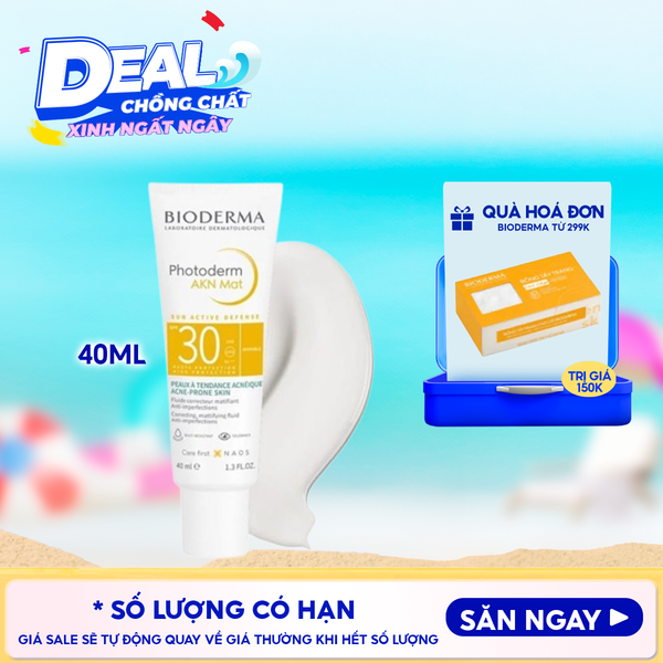  Kem Chống Nắng Bioderma Cho Da Dầu Mụn Photoderm AKN Mat SPF30 40ml 