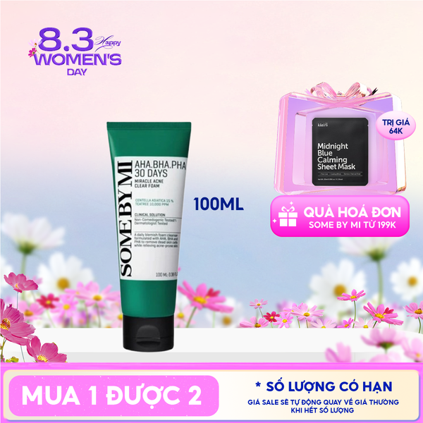  Sữa Rửa Mặt Some By Mi Tạo Bọt, Hạn Chế Mụn AHA-BHA-PHA 30 Days Miracle Acne Clear Foam 100ml 
