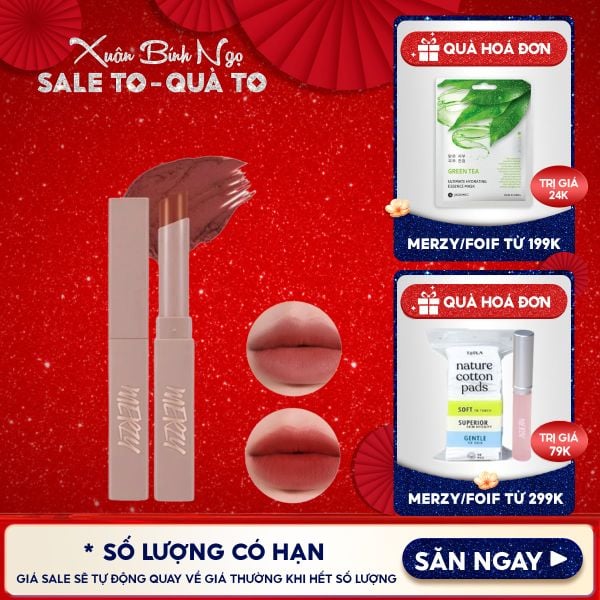  [Academia Collection] Son Thỏi Lì Merzy Lên Màu Chuẩn, Mịn Mượt Nhẹ Môi Academia Cotton Lipstick 1.8g 