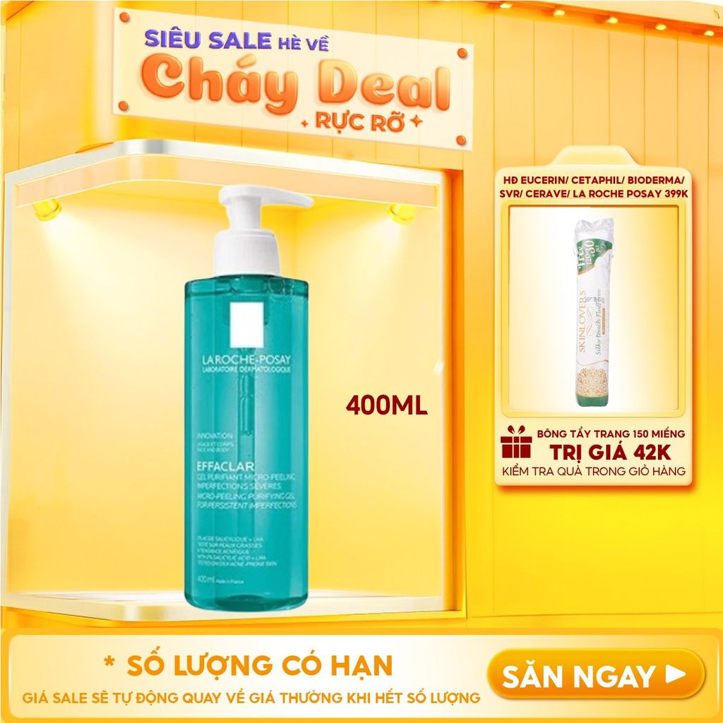 Gel Rửa Mặt Và Tắm La Roche-Posay Effaclar Micro-Peeling Purifying Gel 400ml