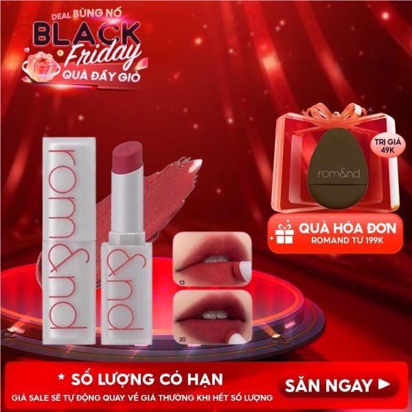  Son Thỏi Lì, Lên Màu Siêu Xinh Romand Zero Matte Lipstick 3g 
