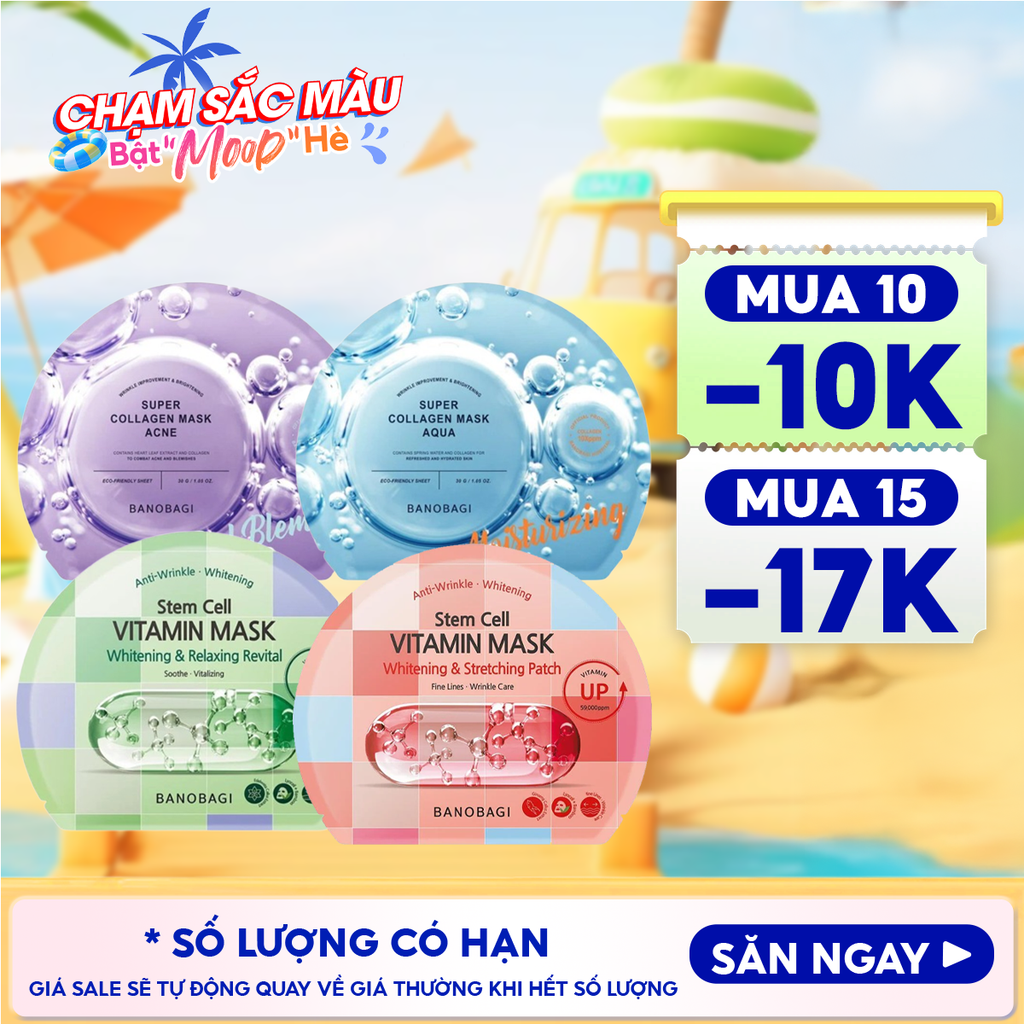 Mặt Nạ Miếng Banobagi Hỗ Trợ Dưỡng Trắng Cấp Ẩm & Bổ Sung Collagen, Cải Thiện Lão Hóa Stem Cell Vitamin, Super Collagen Mask 30ml