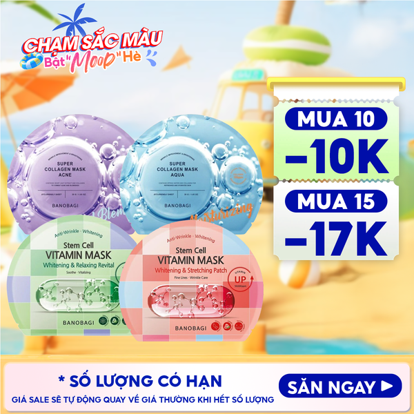  Mặt Nạ Miếng Banobagi Hỗ Trợ Dưỡng Trắng Cấp Ẩm & Bổ Sung Collagen, Cải Thiện Lão Hóa Stem Cell Vitamin, Super Collagen Mask 30ml 