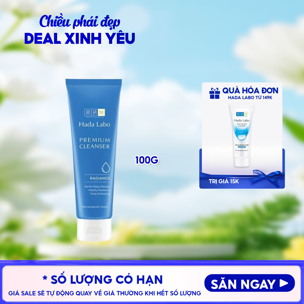 Sữa Rửa Mặt Hỗ Trợ Dưỡng Trắng Da Cao Cấp Hada Labo Premium Cleanser Radiance 100g